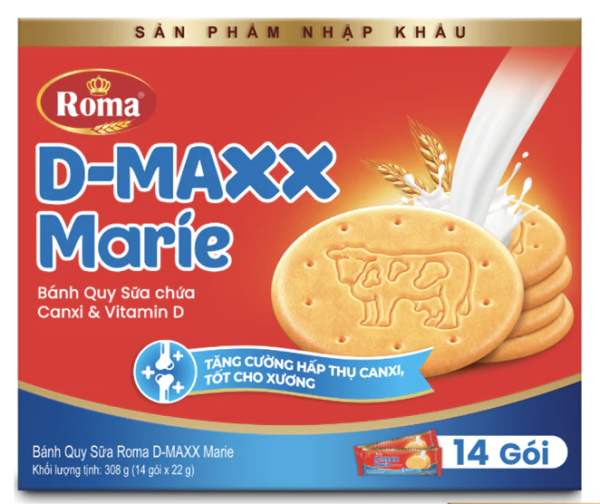 Bánh Quy Sữa Roma D-MAXX Marie - Hộp Giấy 308g