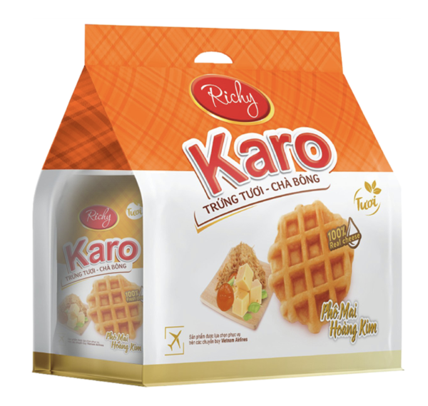Bánh Richy Karo Trứng Tươi Chà Bông vị Phô Mai Hoàng Kim - Túi 156g