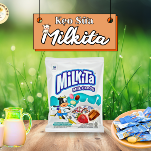 Kẹo Sữa Milkita Hỗn Hợp Dâu, Socola và Sữa | Bịch 75g x 30 viên
