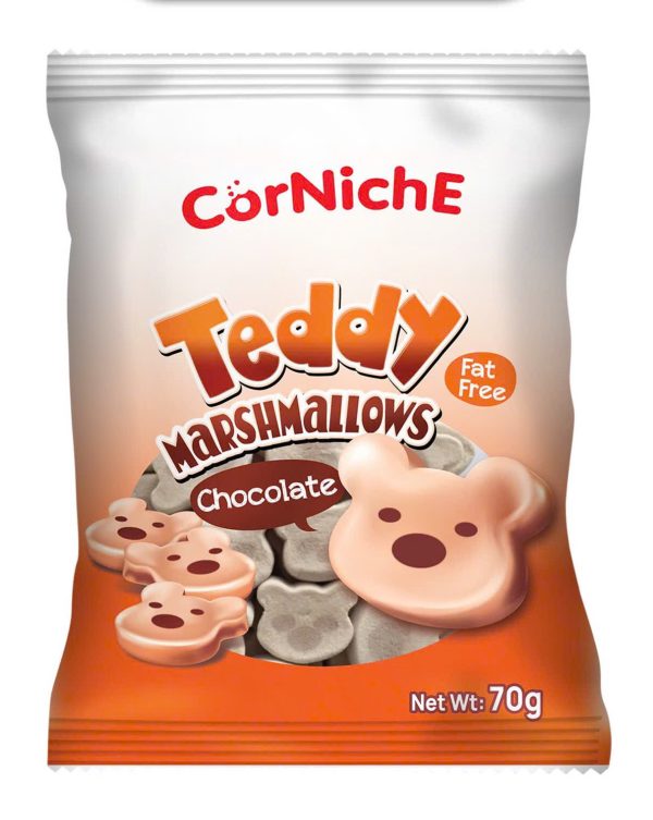 Kẹo dẻo Marshmallow hình Teddy vị Chocolate hiệu Corniche 70g